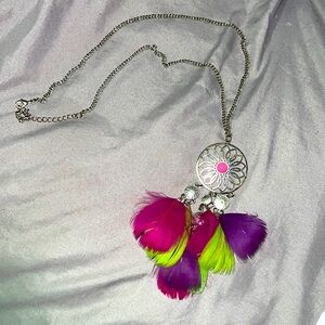 Silver feather necklace